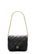 Loewe Women Puffer Goya in pleated shiny nappa lambskin 206XF384 Black - Image 7