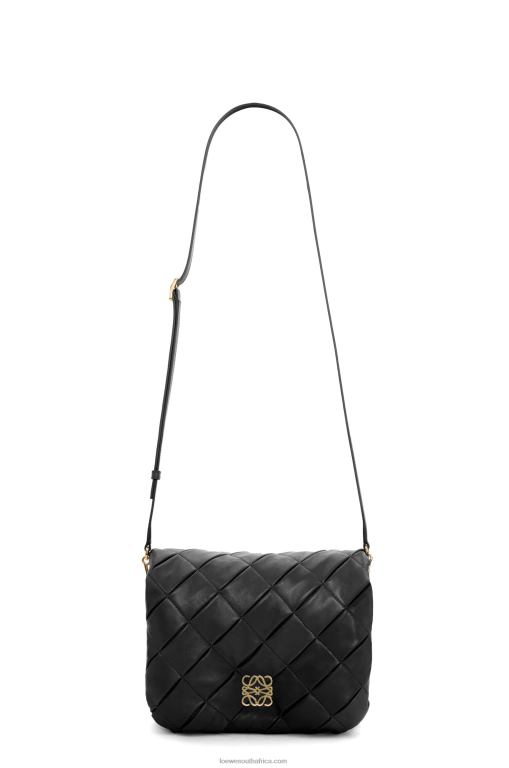 Loewe Women Puffer Goya in pleated shiny nappa lambskin 206XF384 Black - Image 8
