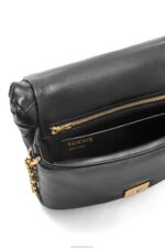Loewe Women Puffer Goya in pleated shiny nappa lambskin 206XF384 Black - Image 9