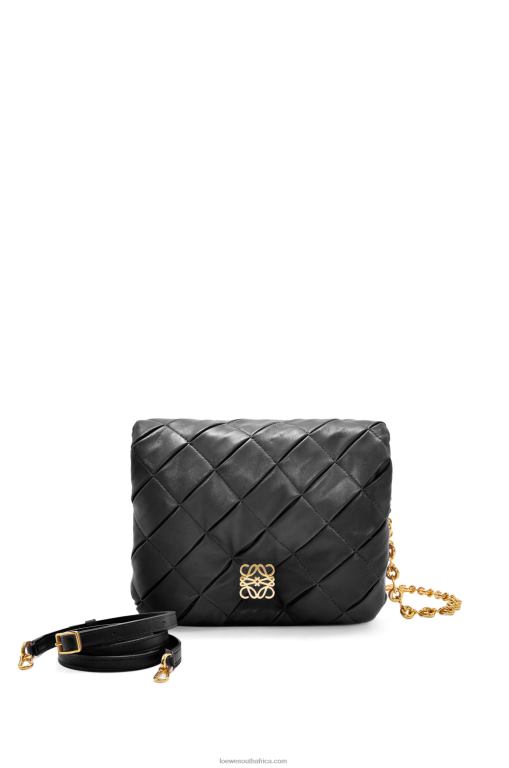 loewe_women_puffer_goya_in_pleated_shiny_nappa_lambskin_206xf384_black.jpg Loewe Women Puffer Goya in pleated shiny nappa lambskin 206XF384 Black - Image 1