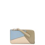 Loewe Women Puzzle coin cardholder in classic calfskin 206XF1325 Dusty Blue/Sage Green