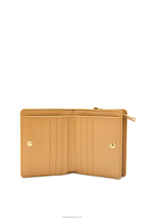 Loewe Women Puzzle compact zip wallet in classic calfskin 206XF1212 Angora/Dusty Beige - Image 2