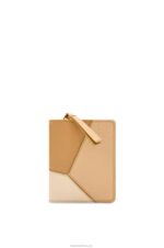 Loewe Women Puzzle compact zip wallet in classic calfskin 206XF1212 Angora/Dusty Beige
