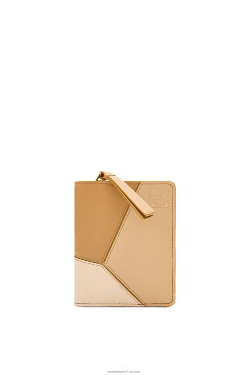 Loewe Women Puzzle compact zip wallet in classic calfskin 206XF1212 Angora/Dusty Beige - Image 1
