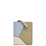 Loewe Women Puzzle compact zip wallet in classic calfskin 206XF1213 Dusty Blue/Sage Green