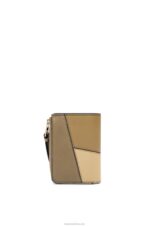 Loewe Women Puzzle slim bifold wallet in classic calf 206XF1258 Clay Green/Butter - Image 5
