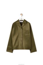 Loewe Women Pyjama blouse in nappa lambskin 206XF933 Dark Khaki Green - Image 5