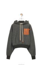 Loewe Women Relaxed fit hoodie in cotton 206XF811 Charcoal - Image 5