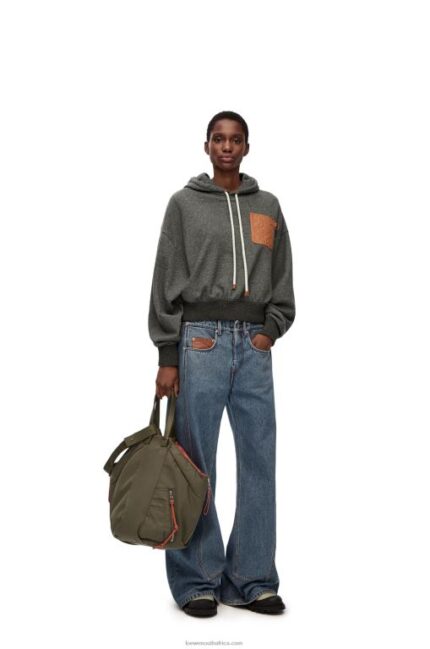 Loewe Women Relaxed fit hoodie in cotton 206XF811 Charcoal
