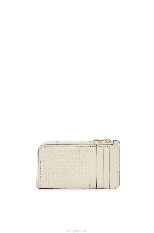 Loewe Women Repeat coin cardholder in embossed silk calfskin 206XF1345 Light Oat - Image 2