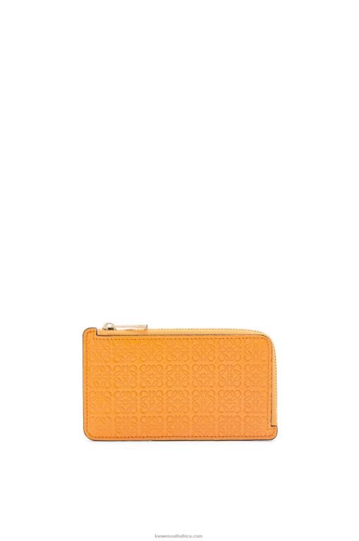 Loewe Women Repeat coin cardholder in embossed silk calfskin 206XF1405 Mandarin - Image 1