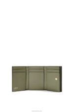 Loewe Women Repeat trifold wallet in embossed silk calfskin 206XF1277 Avocado Green - Image 2