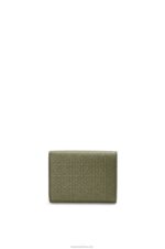 Loewe Women Repeat trifold wallet in embossed silk calfskin 206XF1277 Avocado Green - Image 5