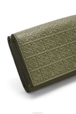 Loewe Women Repeat trifold wallet in embossed silk calfskin 206XF1277 Avocado Green - Image 6