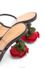 Loewe Women Rose heel sandal in kidskin 206XF713 Black - Image 4