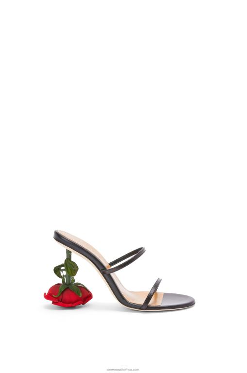 loewe_women_rose_heel_sandal_in_kidskin_206xf713_black.jpg Loewe Women Rose heel sandal in kidskin 206XF713 Black - Image 1