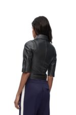 Loewe Women Short biker jacket in nappa 206XF1116 Black - Image 3