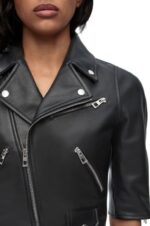 Loewe Women Short biker jacket in nappa 206XF1116 Black - Image 4