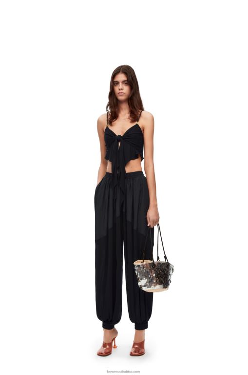 Loewe Women Small Anagram basket in sequinned iraca palm and calfskin 206XF109 Silver - Image 2