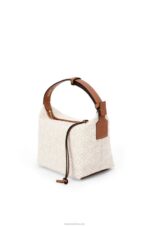 Loewe Women Small Cubi bag in Anagram jacquard and calfskin 206XF463 Ecru/Tan - Image 3