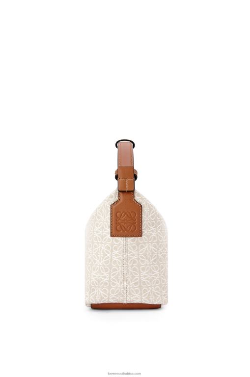 Loewe Women Small Cubi bag in Anagram jacquard and calfskin 206XF463 Ecru/Tan - Image 4