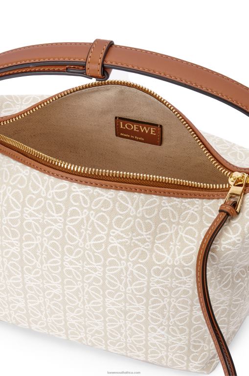 Loewe Women Small Cubi bag in Anagram jacquard and calfskin 206XF463 Ecru/Tan - Image 5