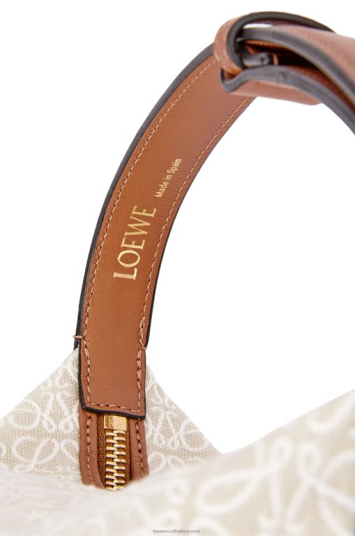 Loewe Women Small Cubi bag in Anagram jacquard and calfskin 206XF463 Ecru/Tan - Image 6
