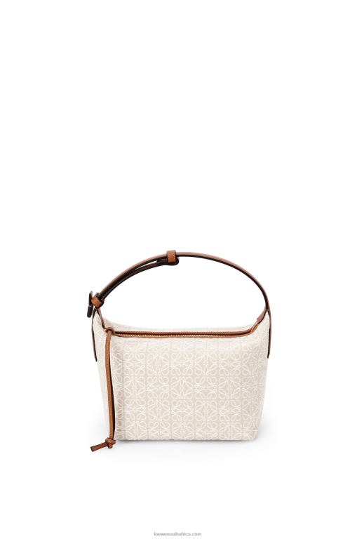 loewe_women_small_cubi_bag_in_anagram_jacquard_and_calfskin_206xf463_ecru_tan.jpg Loewe Women Small Cubi bag in Anagram jacquard and calfskin 206XF463 Ecru/Tan - Image 1