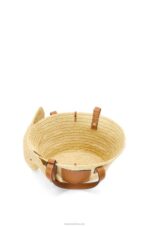 Loewe Women Small Elephant Basket bag in raffia and calfskin 206XF79 Natural/Tan - Image 3