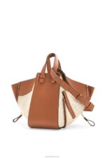 Loewe Women Small Hammock bag in Anagram jacquard and calfskin 206XF523 Ecru/Tan - Image 3