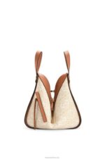 Loewe Women Small Hammock bag in Anagram jacquard and calfskin 206XF523 Ecru/Tan - Image 4