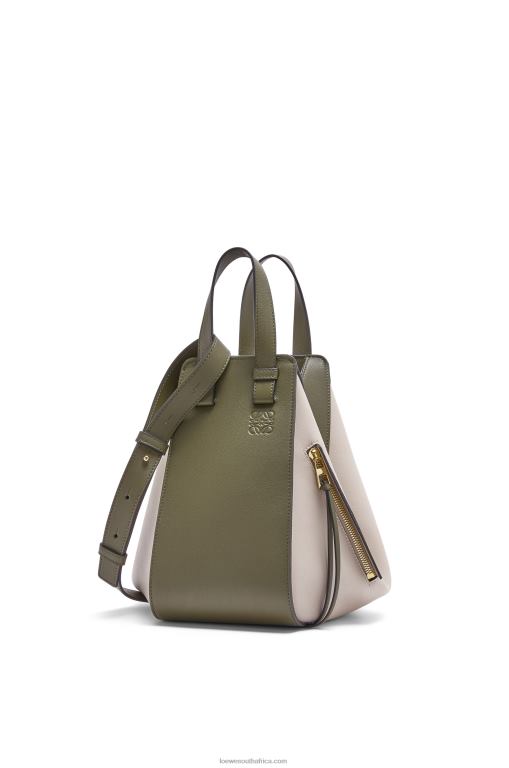 loewe_women_small_hammock_bag_in_classic_calfskin_206xf525_autumn_green_light_oat.jpg Loewe Women Small Hammock bag in classic calfskin 206XF525 Autumn Green/Light Oat - Image 1