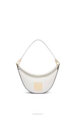 Loewe Women Small Luna bag in satin calfskin 206XF449 Soft White/Natural