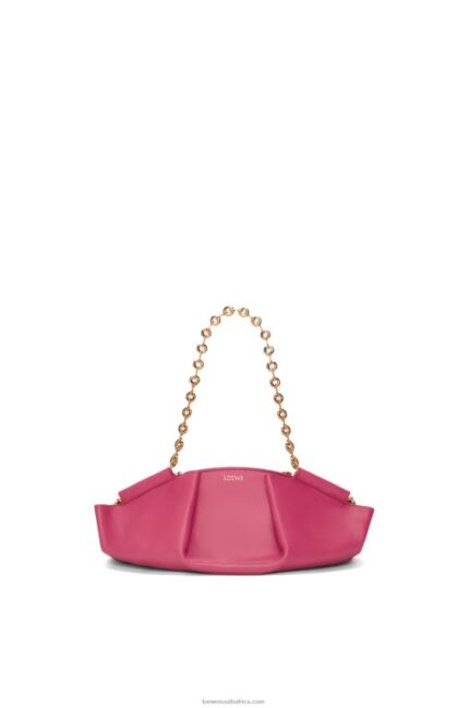 Loewe Women Small Paseo bag in shiny nappa calfskin with chain 206XF420 Magenta