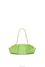 Loewe Women Small Paseo bag in shiny nappa calfskin with chain 206XF422 Apple Green