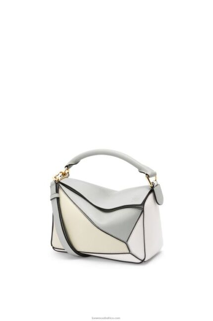 Loewe Women Small Puzzle bag in classic calfskin 206XF516 Ash Grey/Marble Green