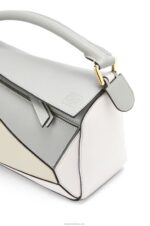 Loewe Women Small Puzzle bag in classic calfskin 206XF516 Ash Grey/Marble Green - Image 8