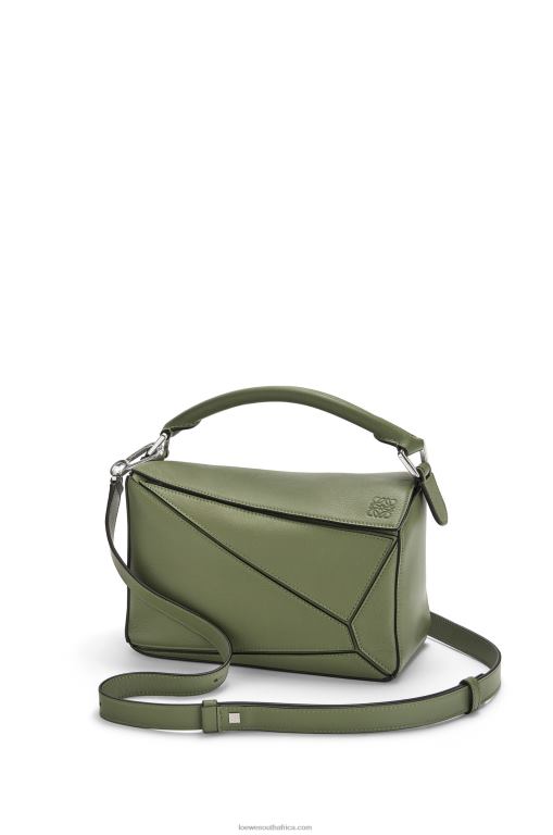 Loewe Women Small Puzzle bag in classic calfskin 206XF545 Avocado Green - Image 2
