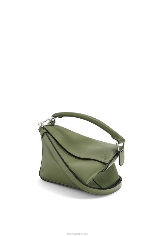 Loewe Women Small Puzzle bag in classic calfskin 206XF545 Avocado Green - Image 3