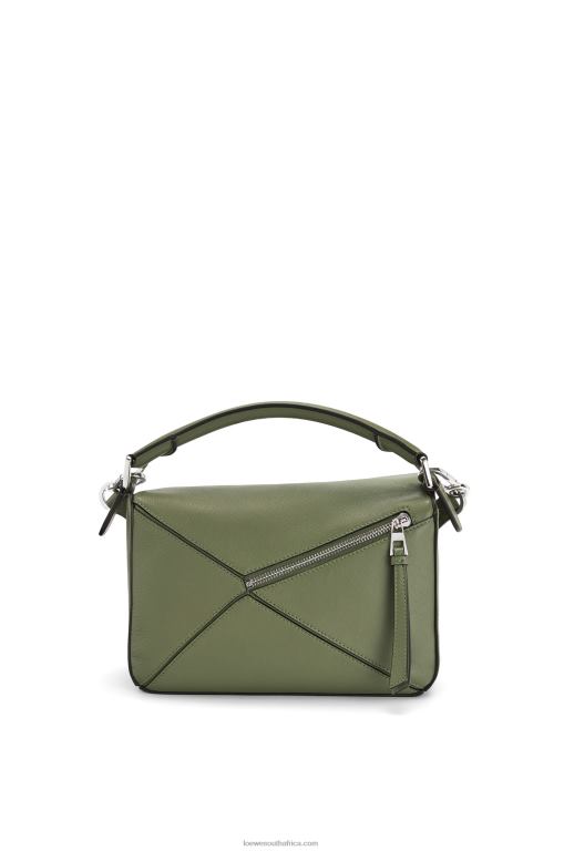 Loewe Women Small Puzzle bag in classic calfskin 206XF545 Avocado Green - Image 4