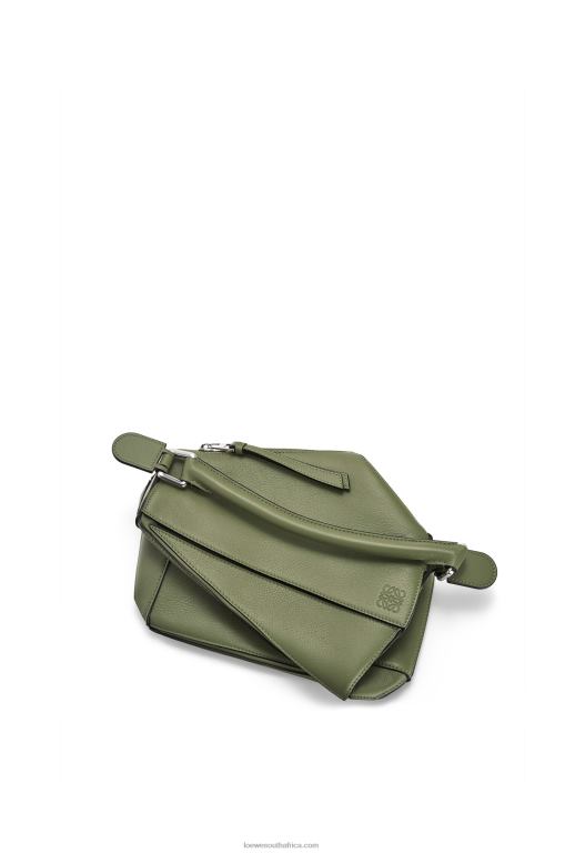 Loewe Women Small Puzzle bag in classic calfskin 206XF545 Avocado Green - Image 6