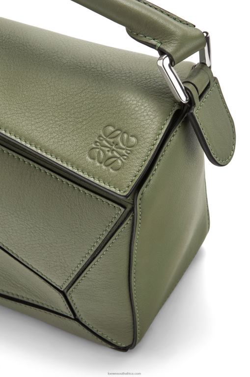 Loewe Women Small Puzzle bag in classic calfskin 206XF545 Avocado Green - Image 7