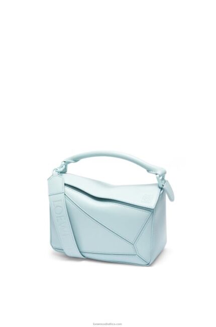 Loewe Women Small Puzzle bag in satin calfskin 206XF459 Aquamarine