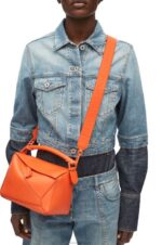 Loewe Women Small Puzzle bag in satin calfskin 206XF491 Orange - Image 2