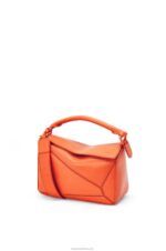 Loewe Women Small Puzzle bag in satin calfskin 206XF491 Orange