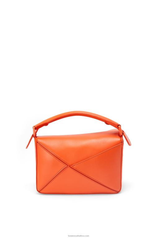 Loewe Women Small Puzzle bag in satin calfskin 206XF491 Orange - Image 5