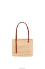 Loewe Women Small Square Basket bag in raffia and calfskin 206XF46 Natural/Pecan - Image 4