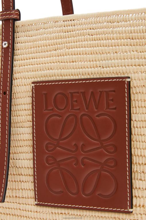 Loewe Women Small Square Basket bag in raffia and calfskin 206XF46 Natural/Pecan - Image 5