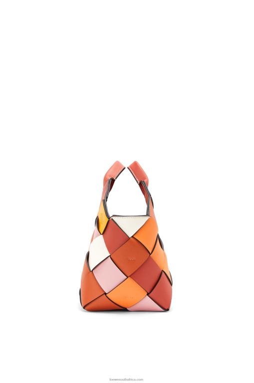 Loewe Women Small Surplus Leather Woven basket bag in calfskin 206XF102 Orange - Image 4