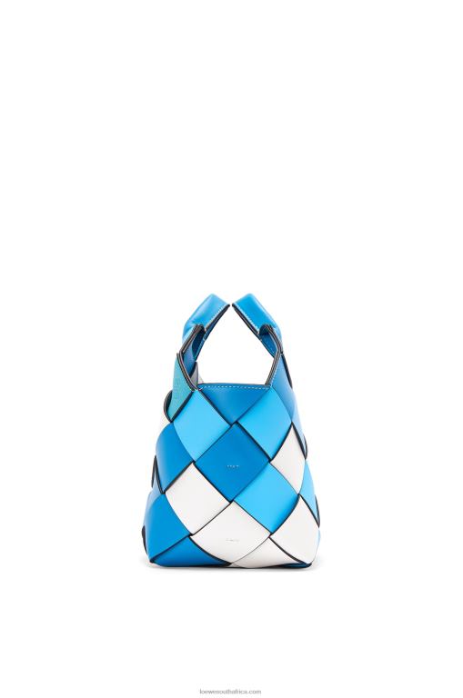 Loewe Women Small Surplus Leather Woven basket bag in calfskin 206XF104 Blue - Image 4